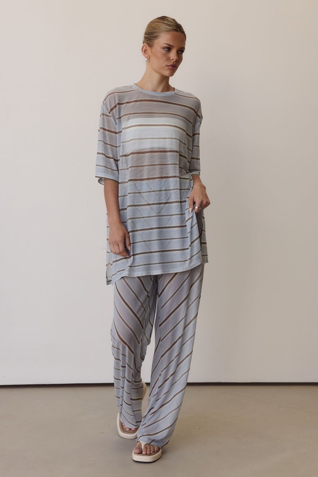 Sienna Pant (Blue/Chocolate Stripe)