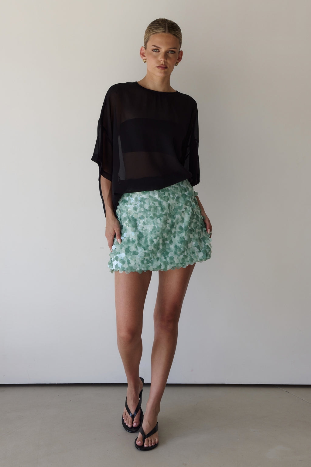Ariel Sequin Mini Skort (Aqua)