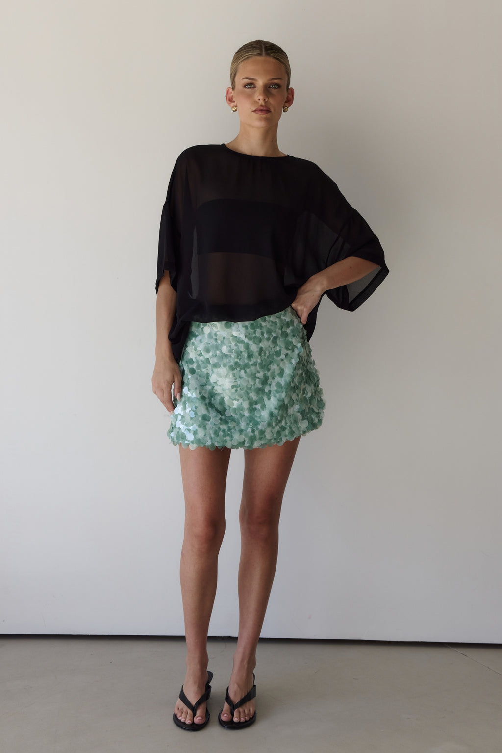 Ariel Sequin Mini Skort (Aqua)
