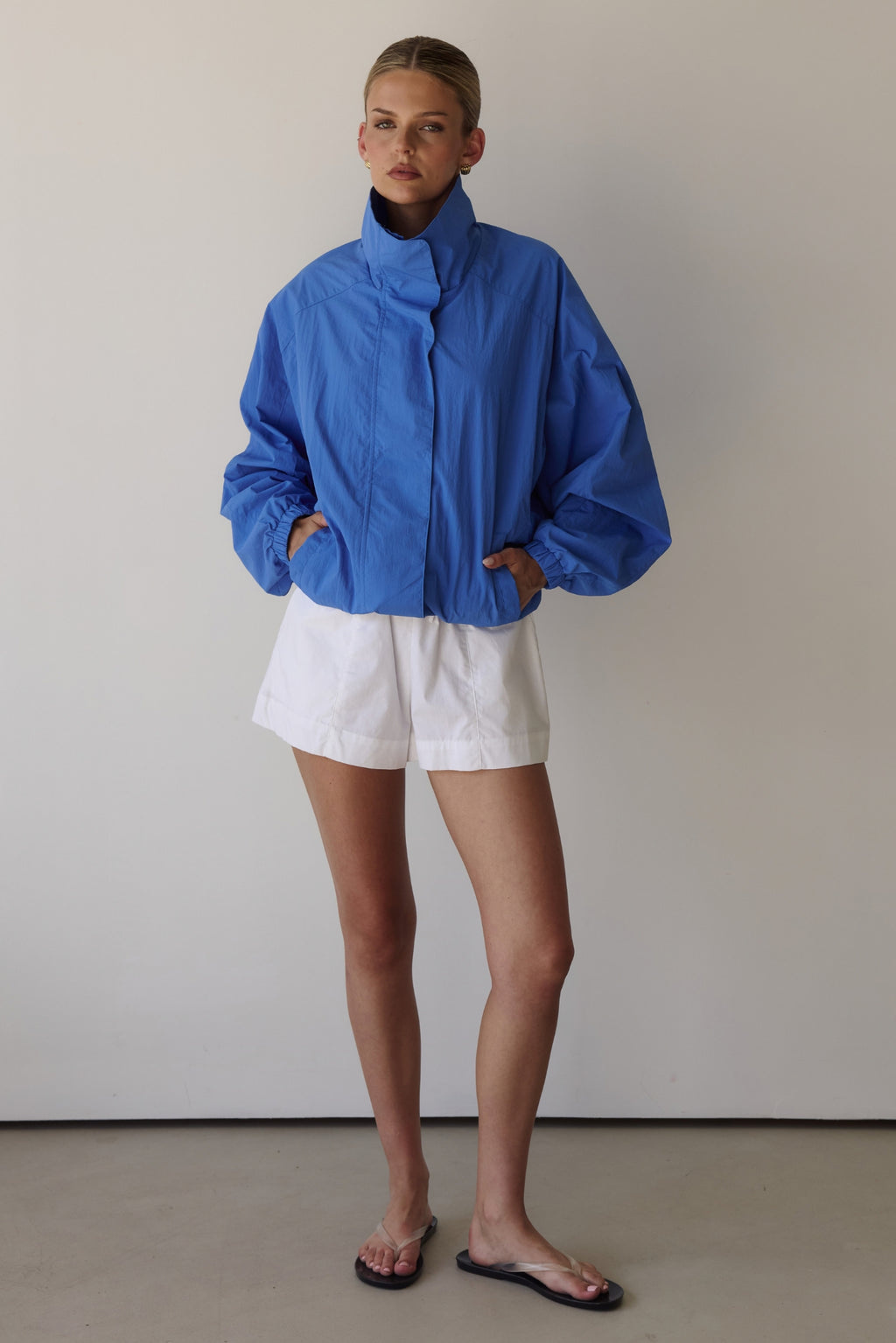 Demi Funnel Bomber Jacket (Cobalt)