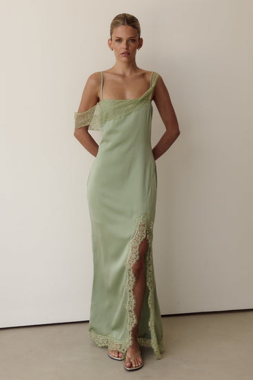 Indi Lace Trim Maxi Dress (Pistachio)