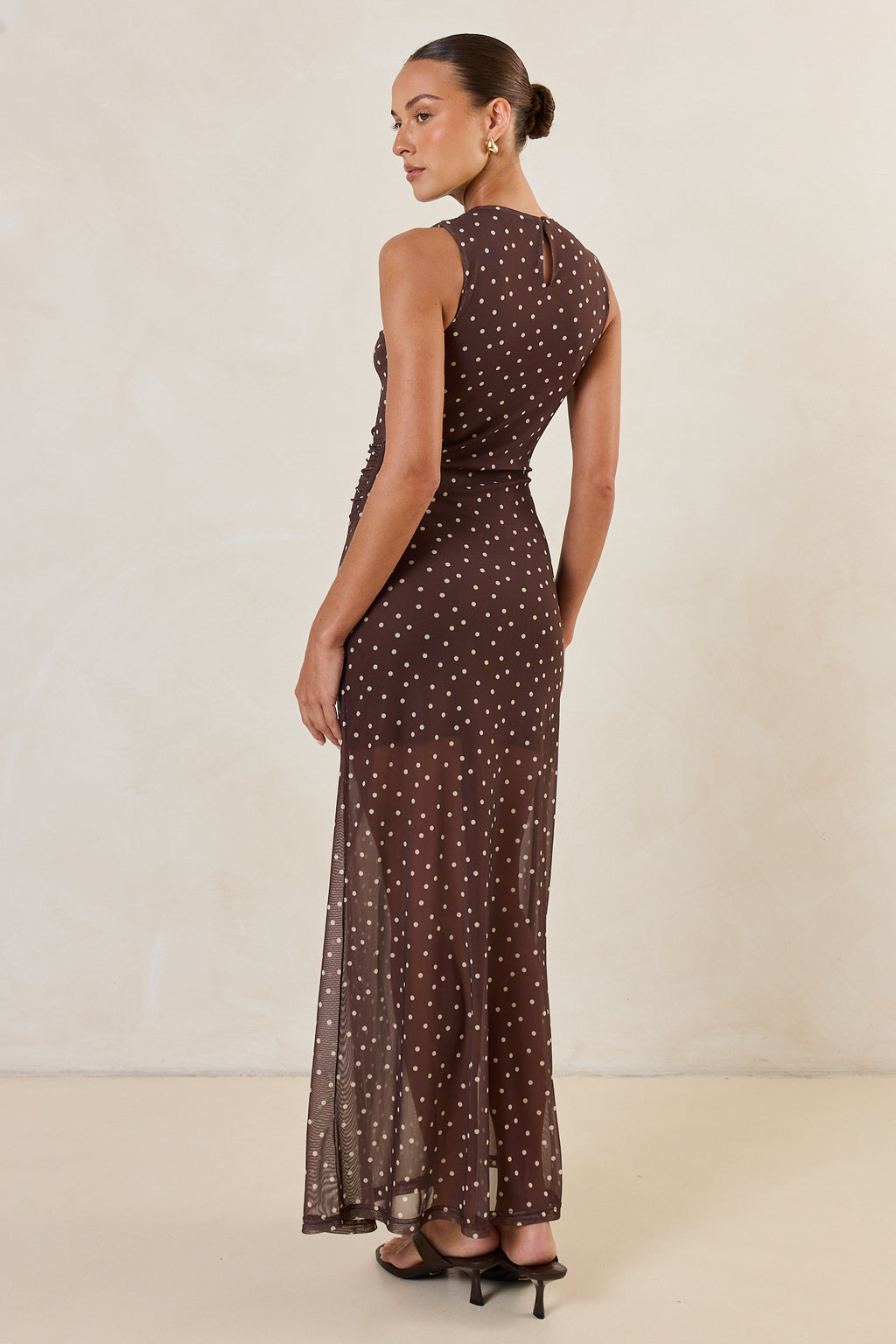 Isla Maxi Dress (Choc Micro Polka)