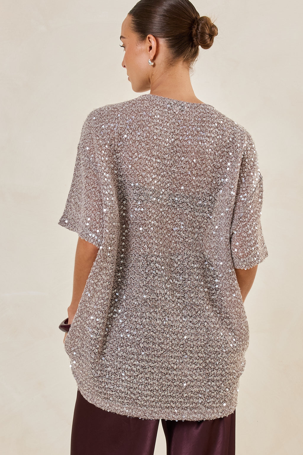 Micah Sequin Knit Tee (Dusty Mauve)