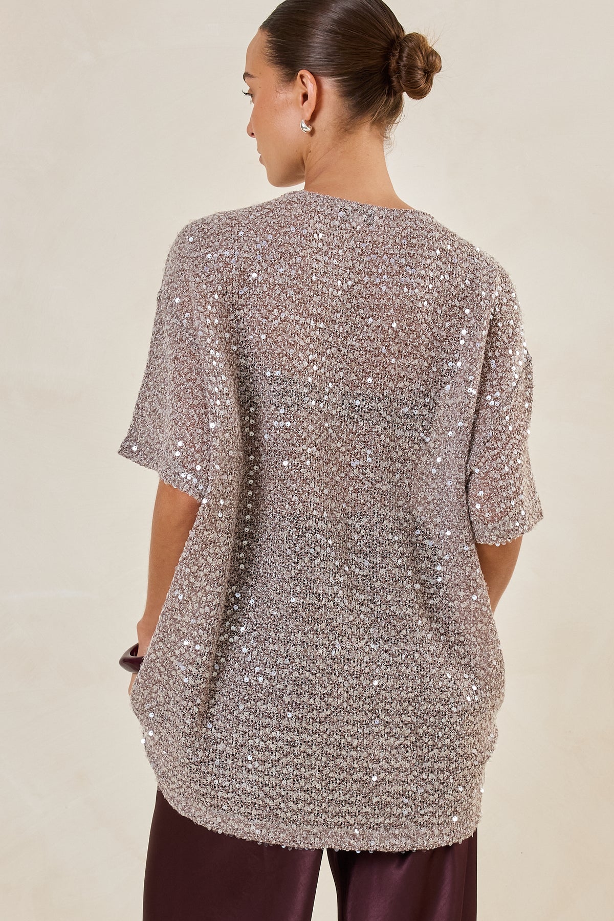 Micah Sequin Knit Tee (Dusty Mauve)