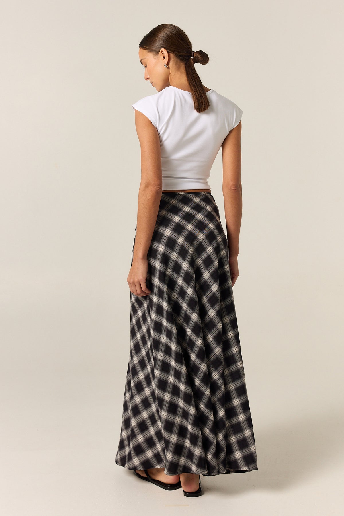 Lainey Midi Skirt (Black Plaid)