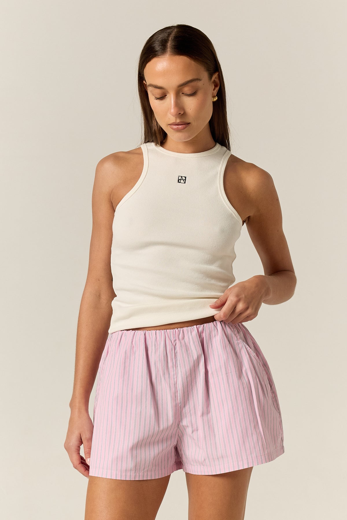 Sarah Micro Short (Pink Pinstripe)