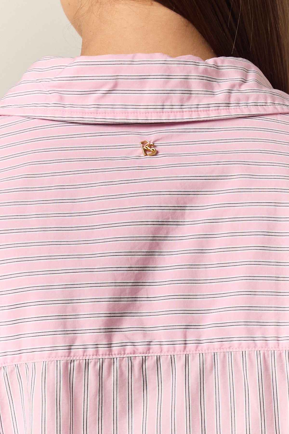 Sarah Cinched Shirt (Pink Pinstripe)