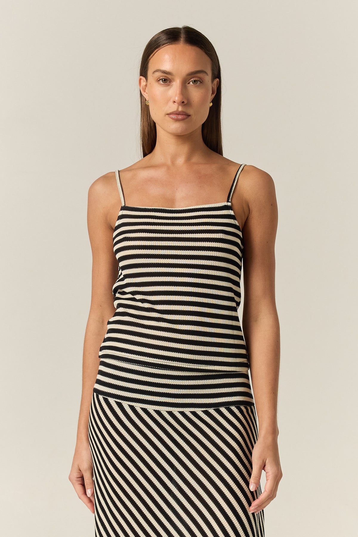 Parker Knit Cami Top (Black/Cream Stripe)