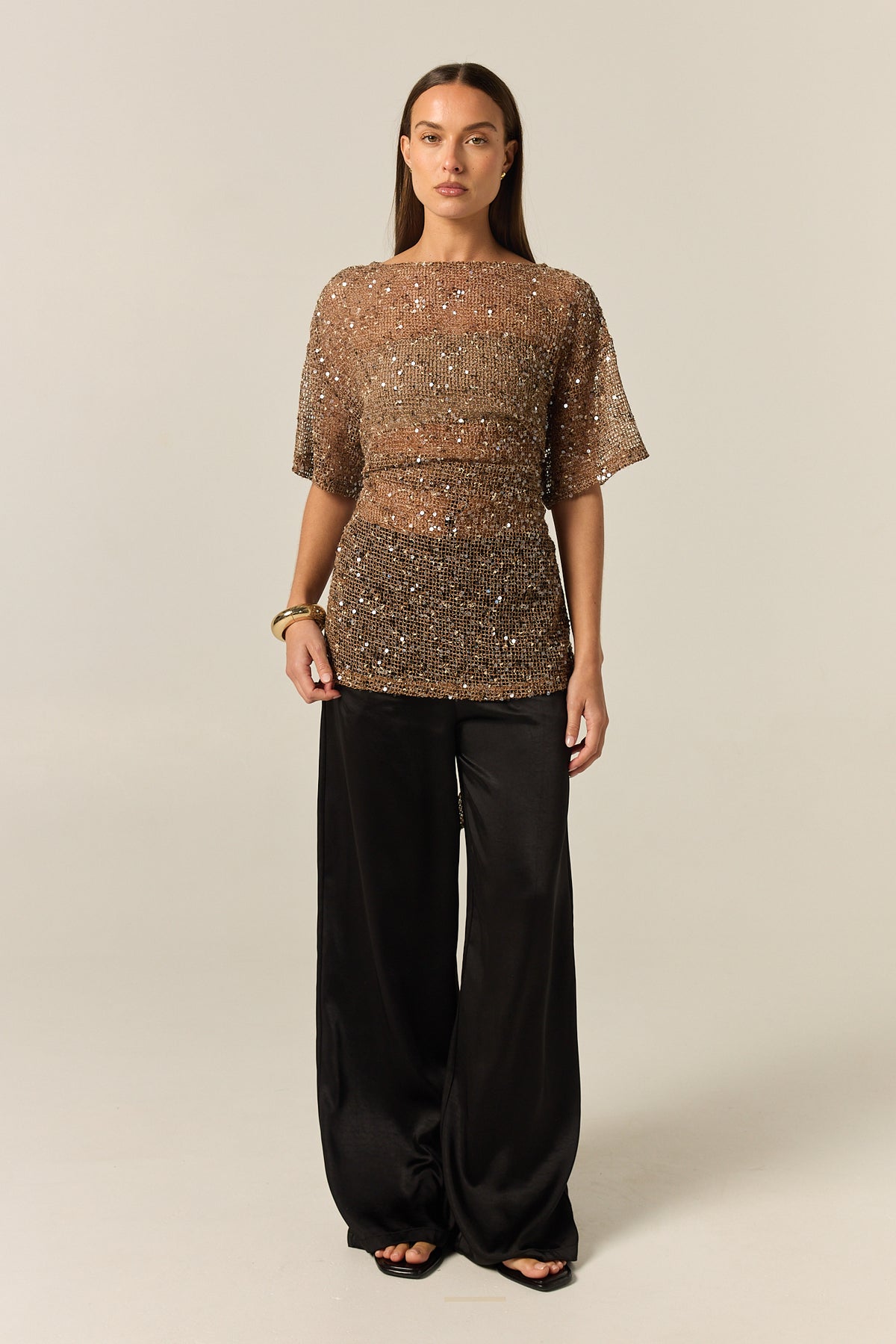 Edela Sequin Mini Dress (Chocolate)