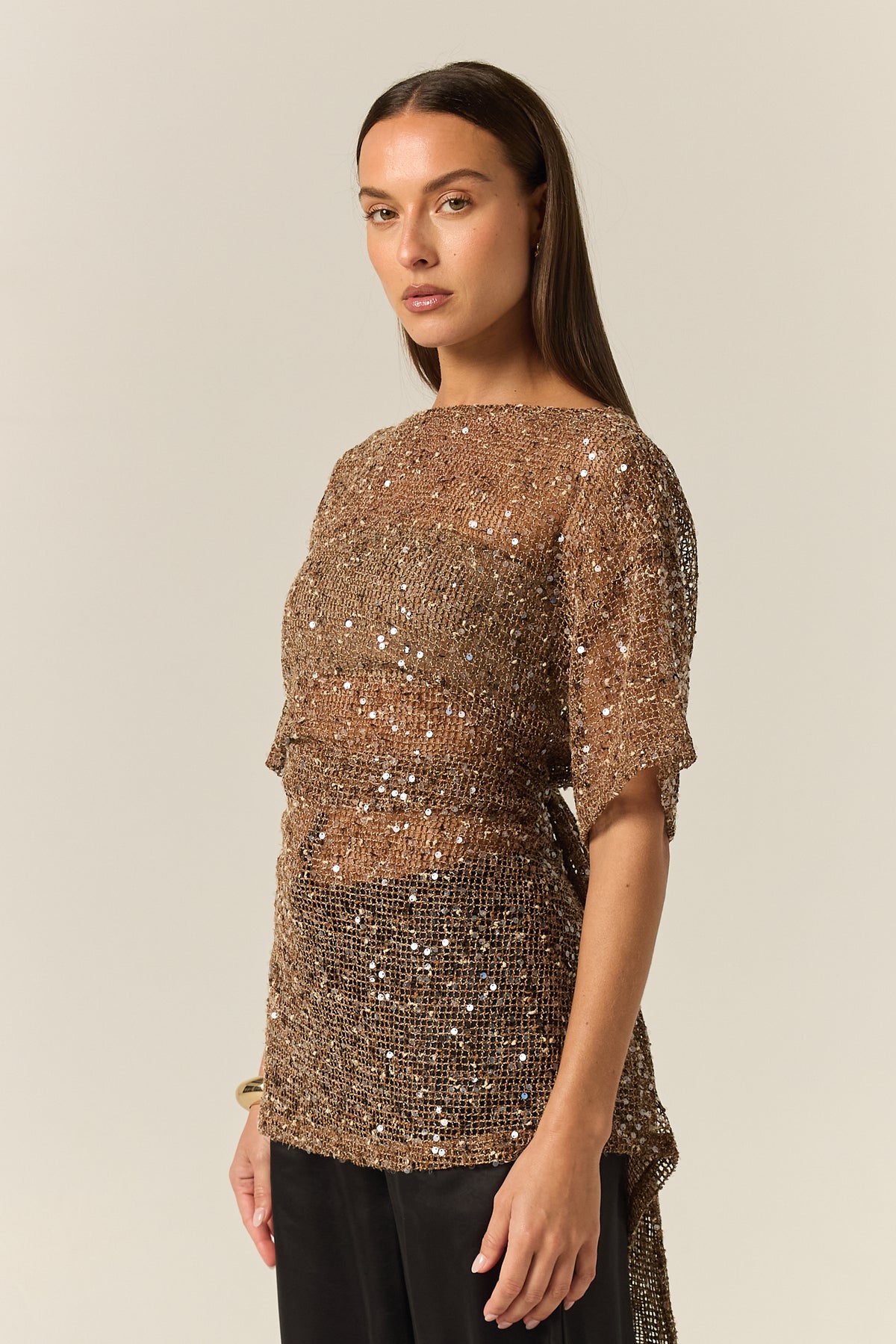 Edela Sequin Mini Dress (Chocolate)