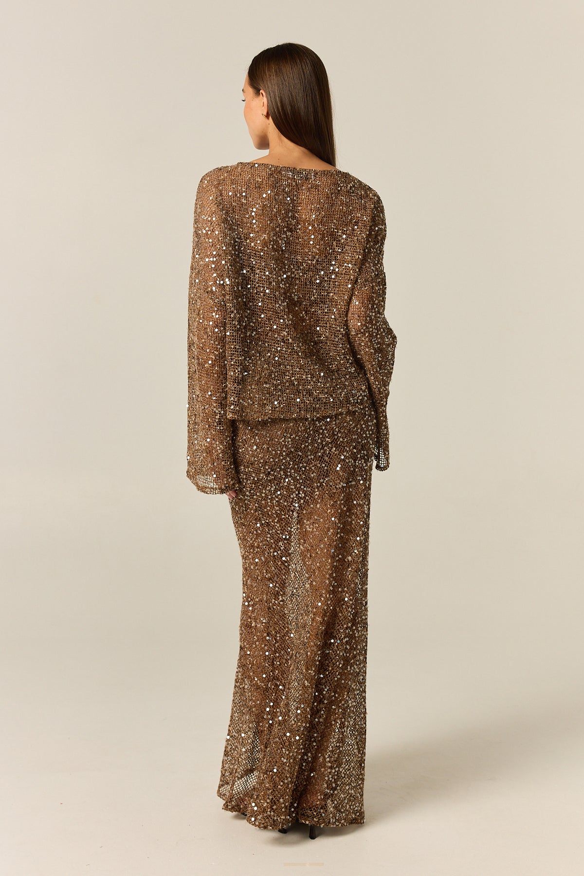 Edela Sequin Maxi Skirt (Chocolate)
