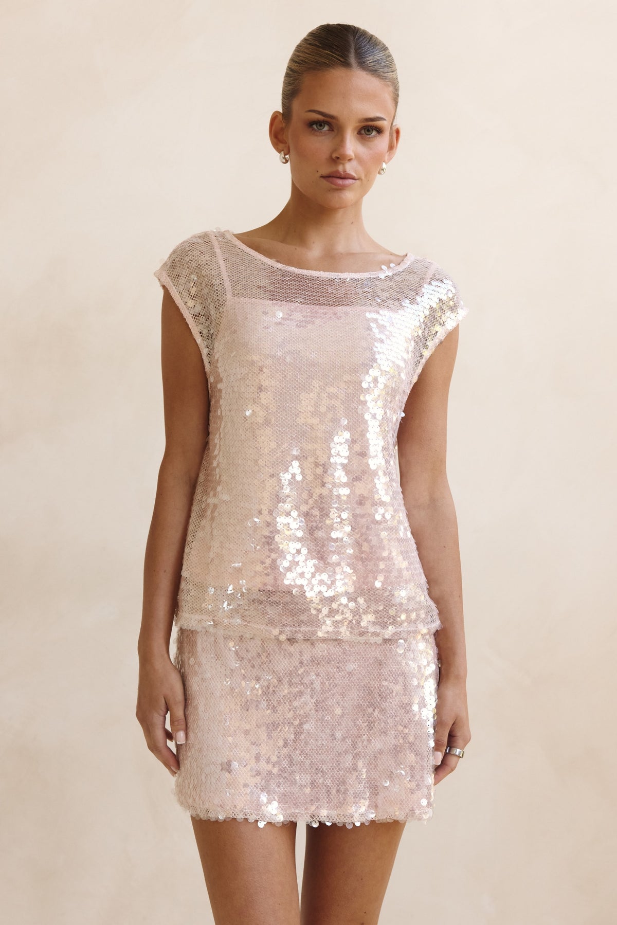 Veda Sequin Mini Skirt (Pink)