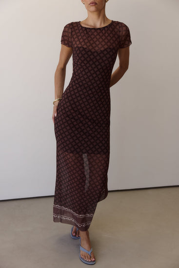 Maddison Maxi Dress (Geometric Chocolate)