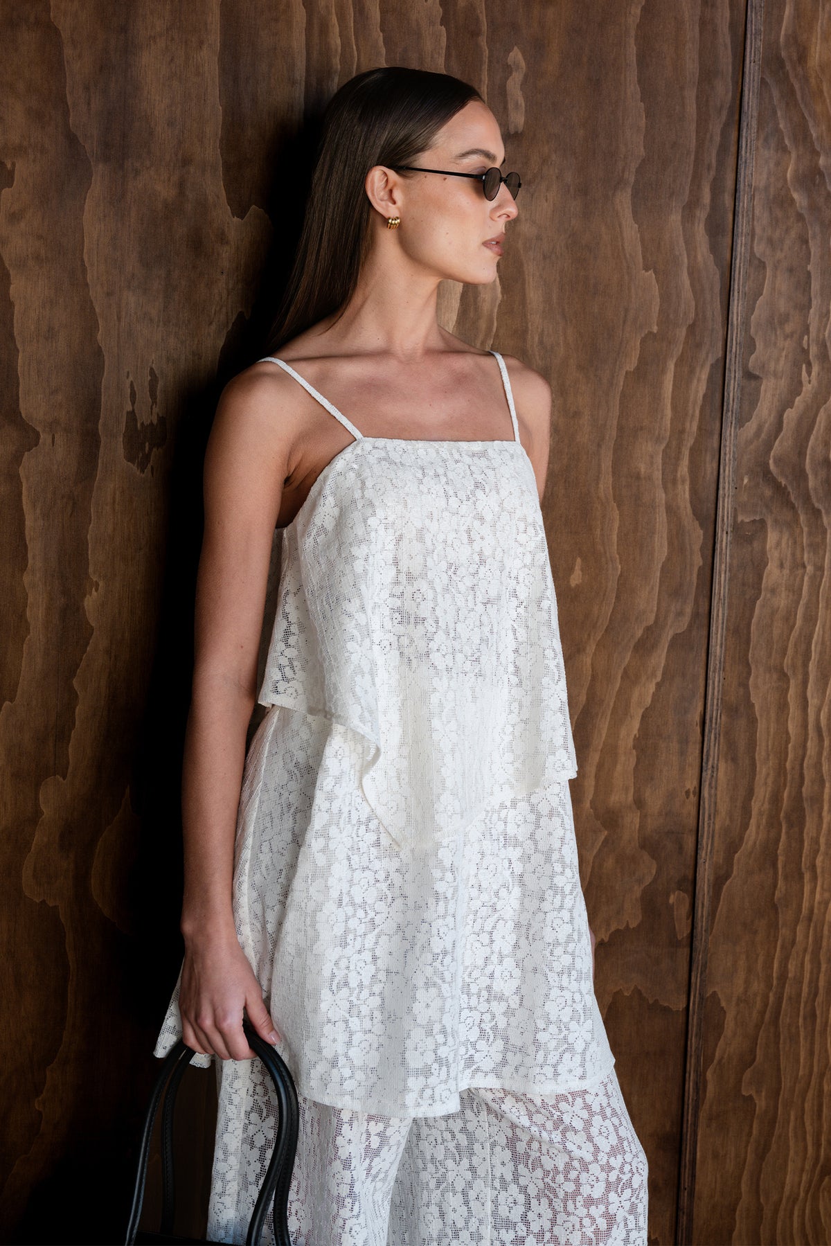 Cora Lace Draped Mini Dress (Cream)