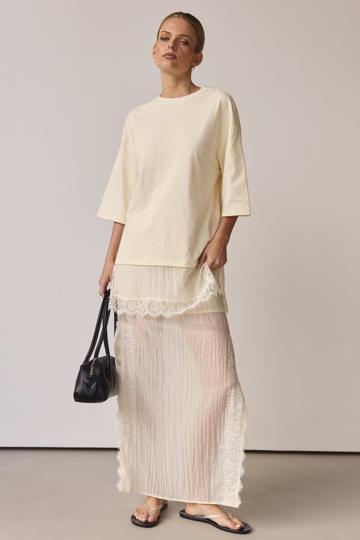 Ziggy Lace Maxi Skirt (Buttercream)