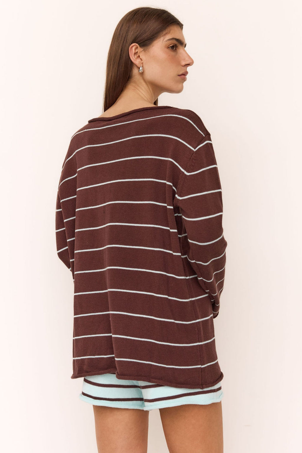 Dakota Knit Jumper (Choc/Blue Stripe)