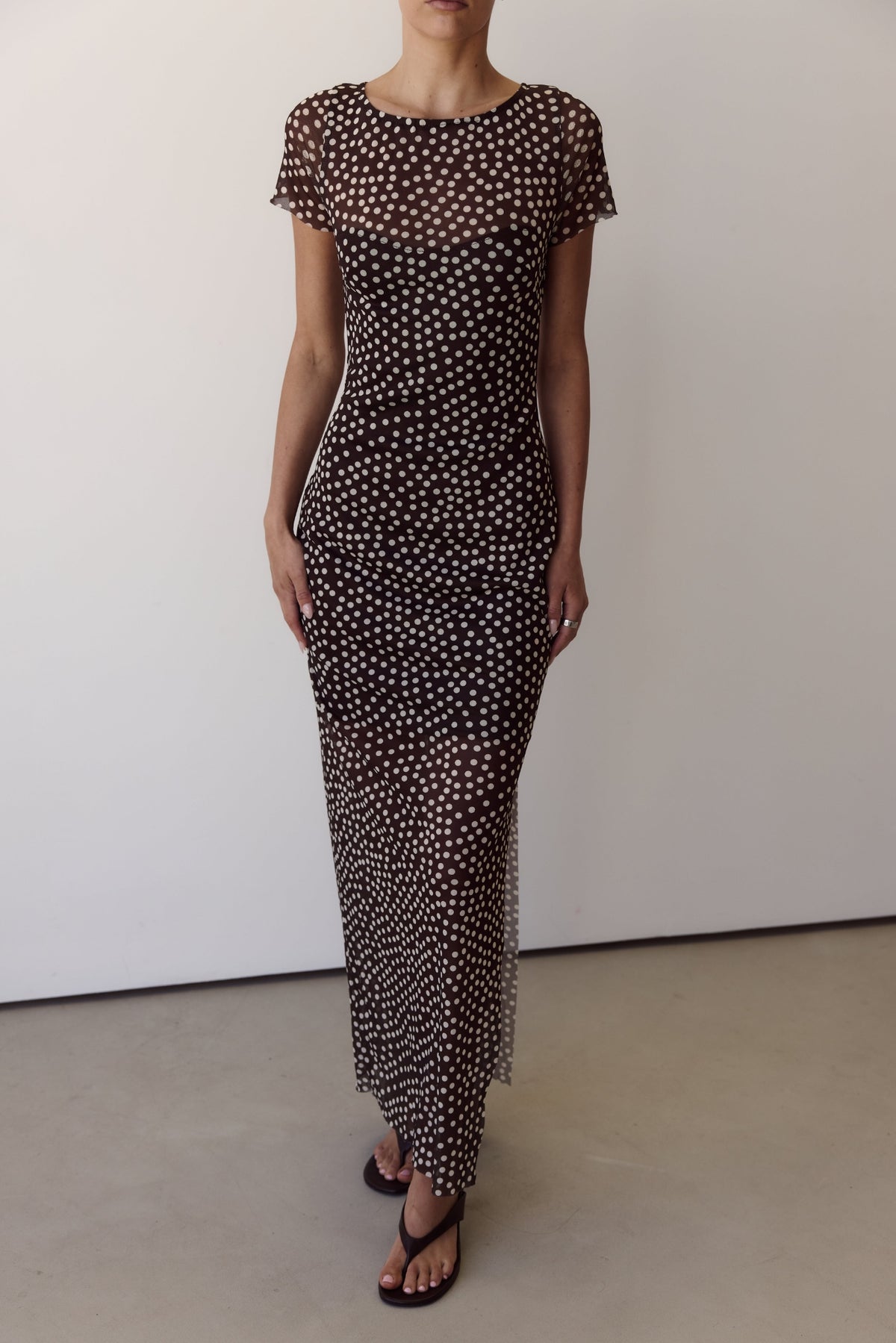 Maddison Maxi Dress (Chocolate Polka)