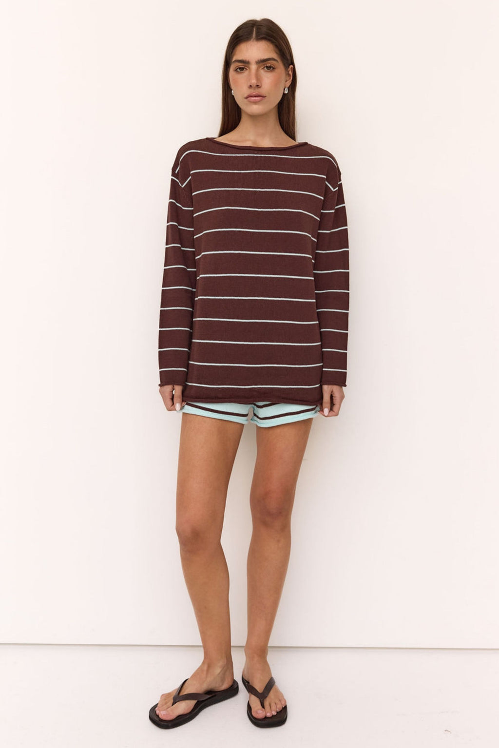 Dakota Knit Jumper (Choc/Blue Stripe)