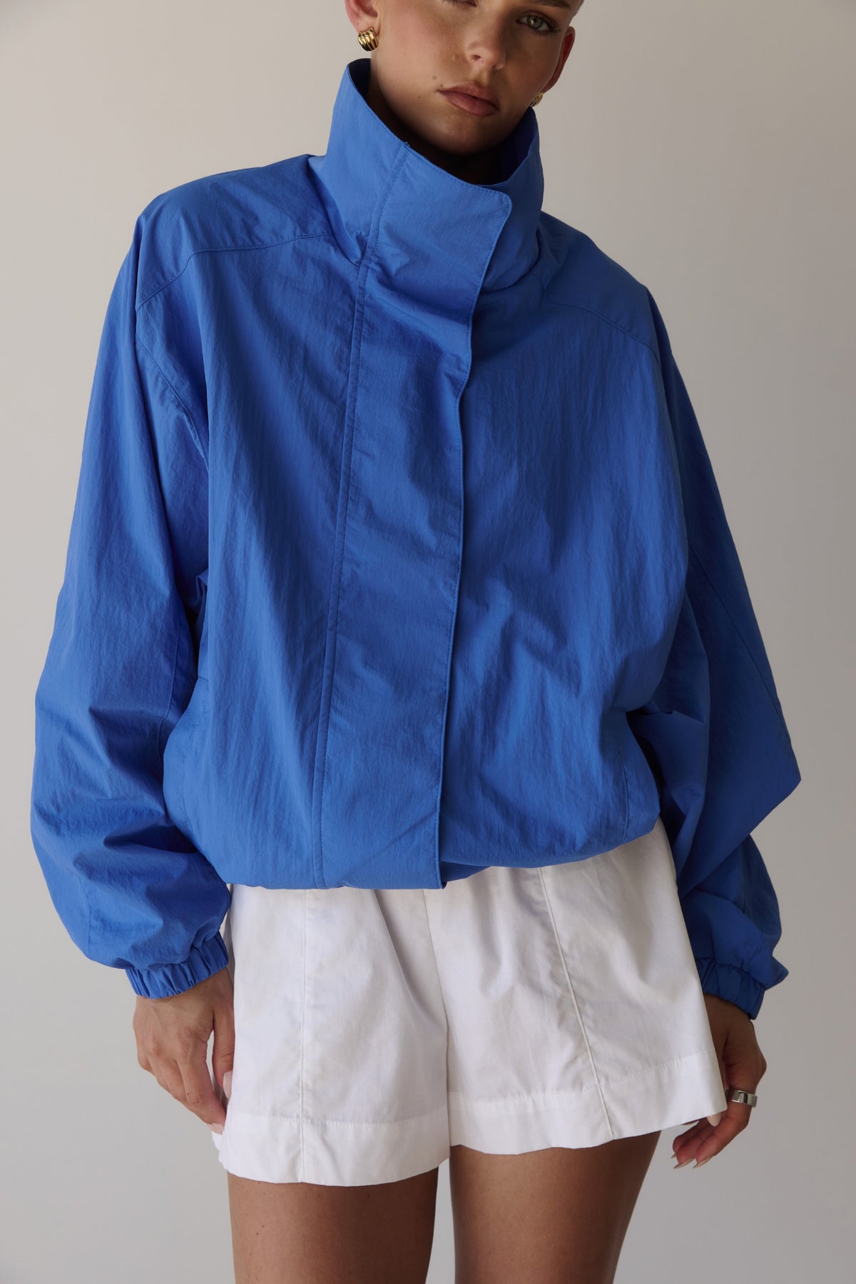Demi Funnel Bomber Jacket (Cobalt)