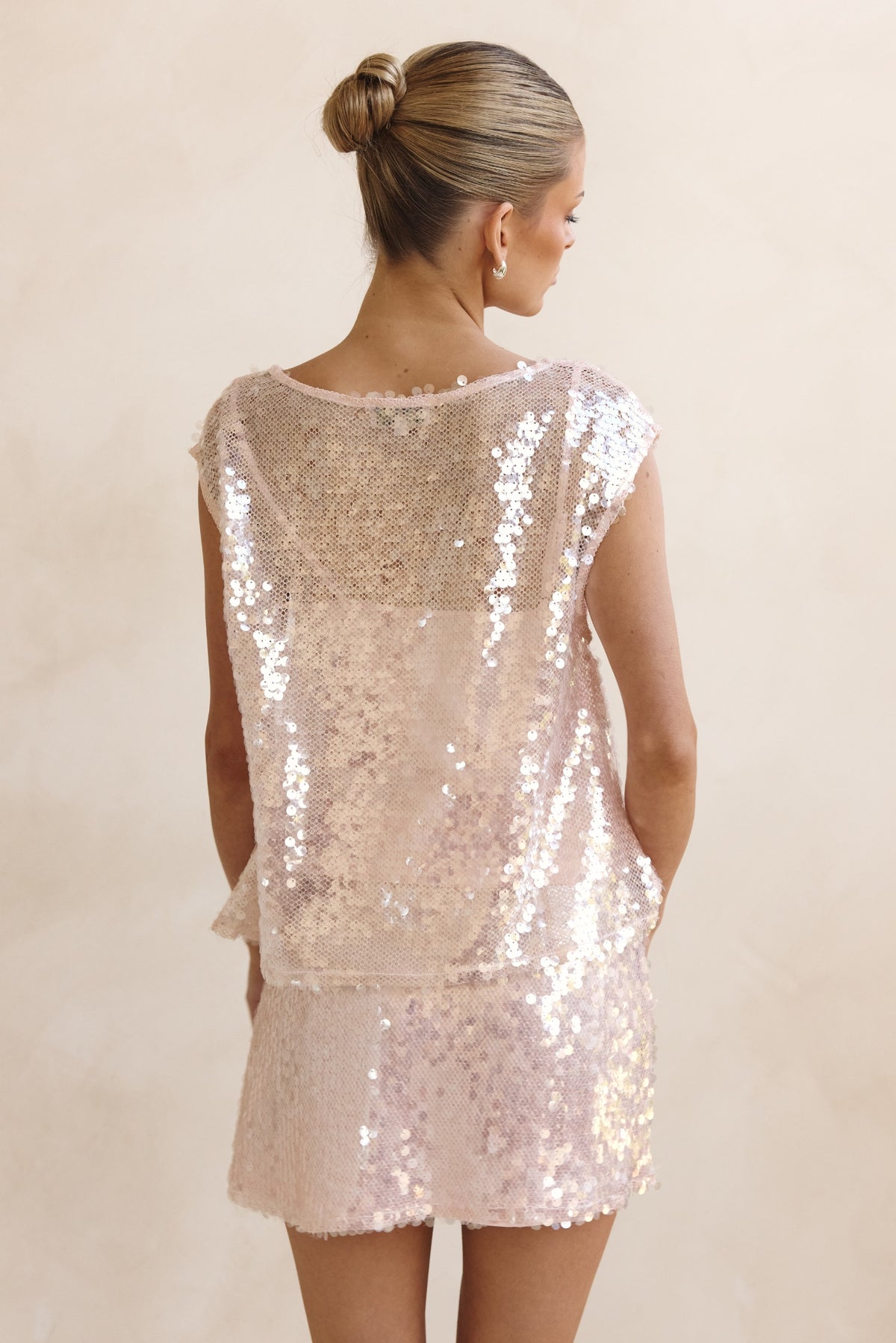 Veda Sequin Mini Skirt (Pink)