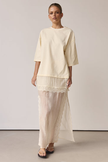 Ziggy Lace Maxi Skirt (Buttercream)