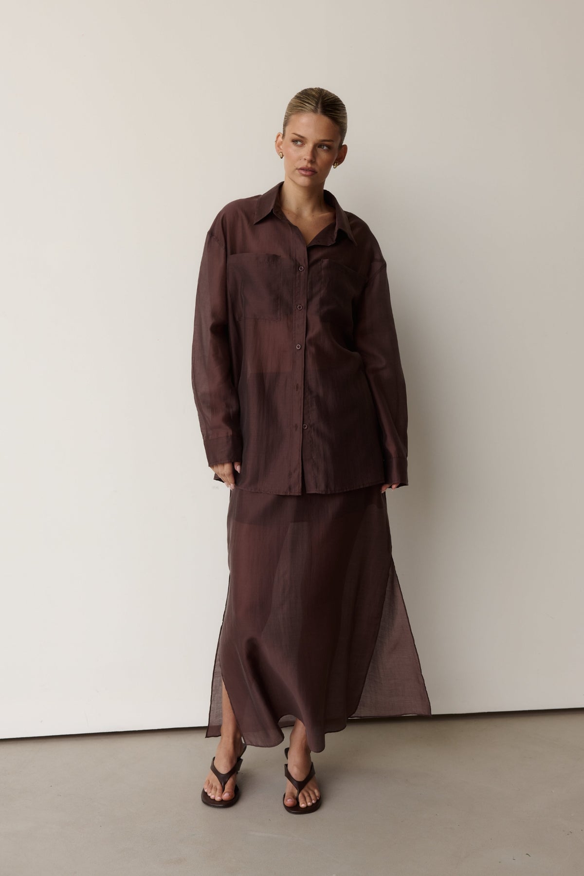 Wynn Midi Skirt (Chocolate)