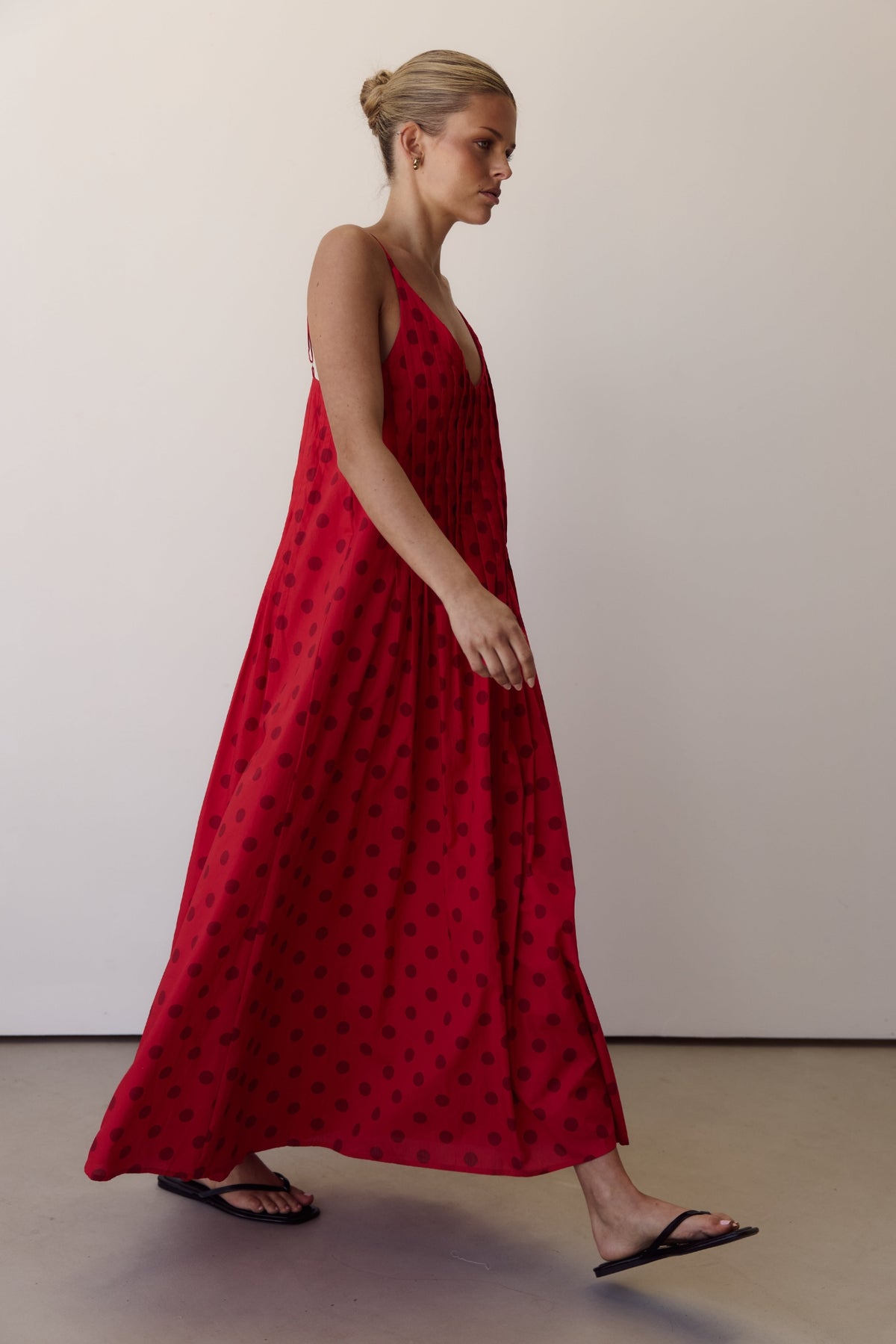 Conni Maxi Dress (Red/Wine Polka)