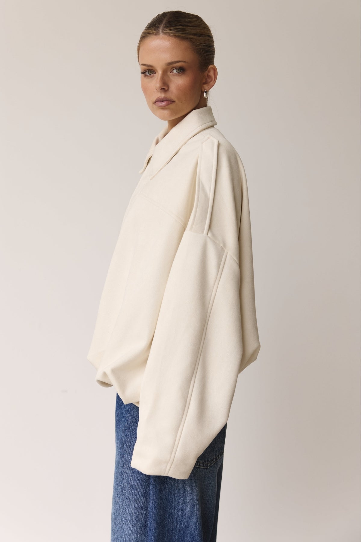 Ember Faux Suede Bomber (Cream)
