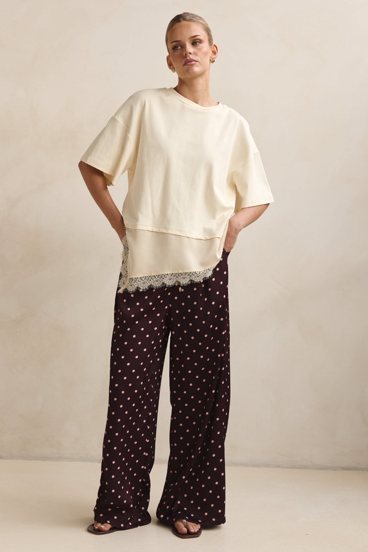 Charlie Pant (Merlot/Pink Polka)