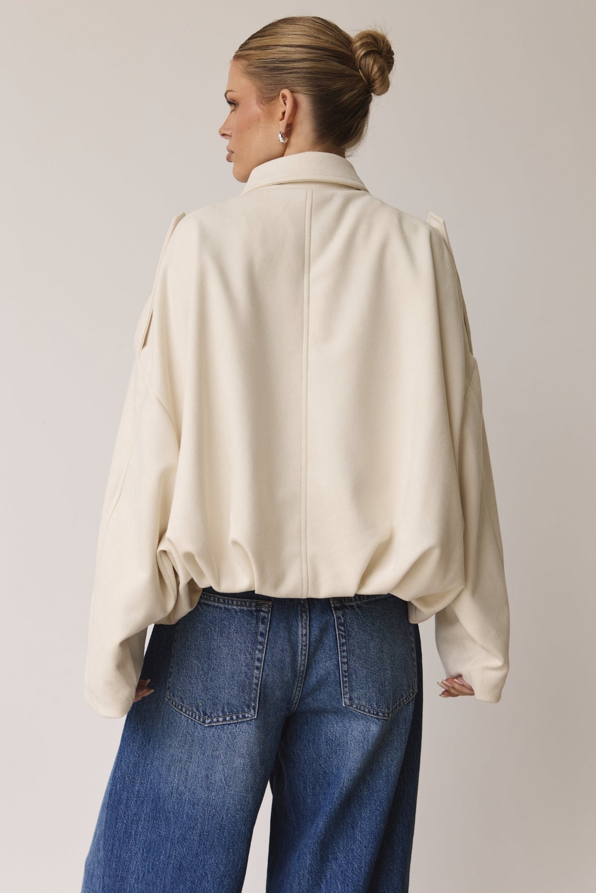 Ember Faux Suede Bomber (Cream)