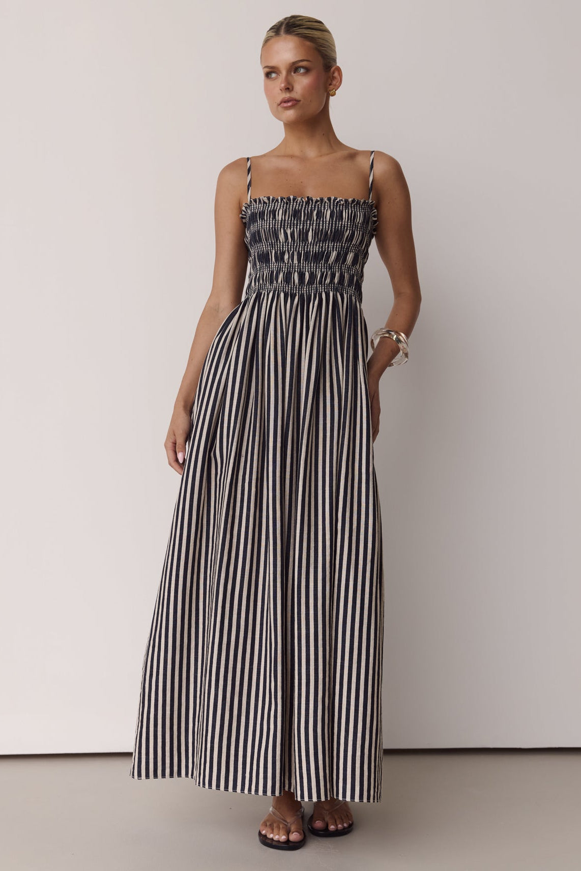 Estelle Maxi Dress 2.0 (Black/Beige Stripe)