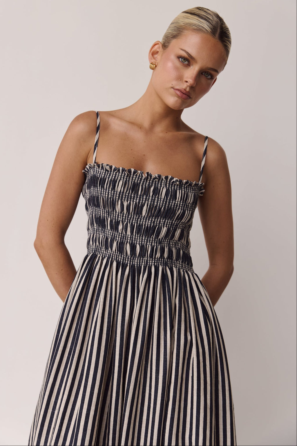 Estelle Maxi Dress 2.0 (Black/Beige Stripe)