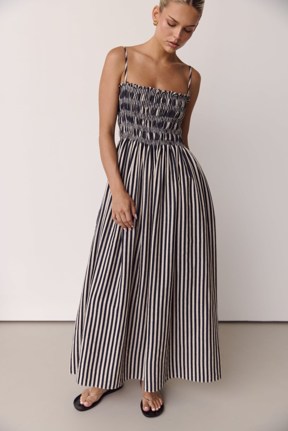 Estelle Maxi Dress 2.0 (Black/Beige Stripe)