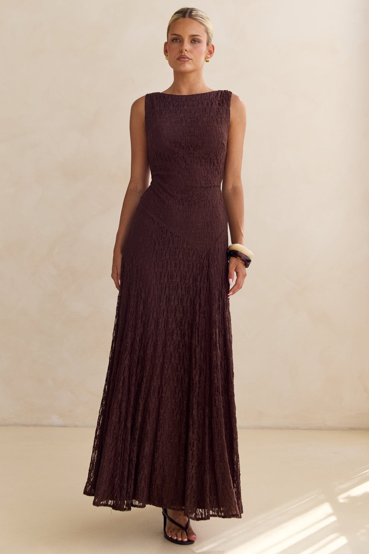 Gianna Lace Maxi Dress (Chocolate)