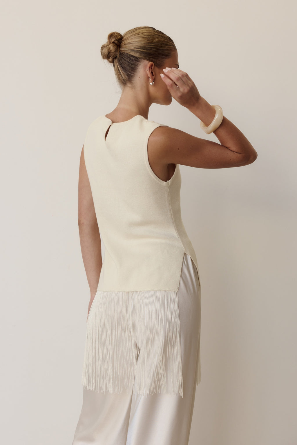 Portia Fringe Top (Cream)